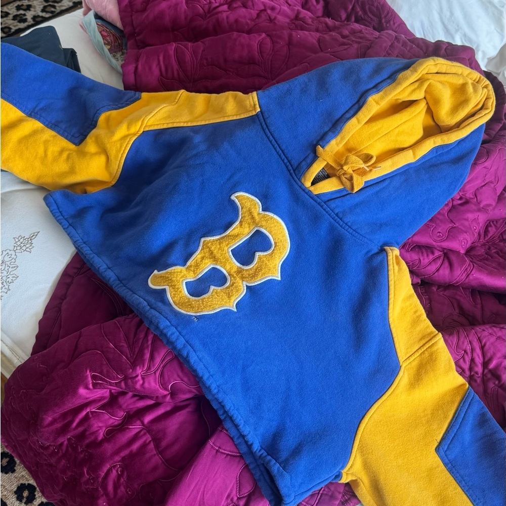 UCLA Bruins Crop Blue and Yellow Hooded Sweatshirt